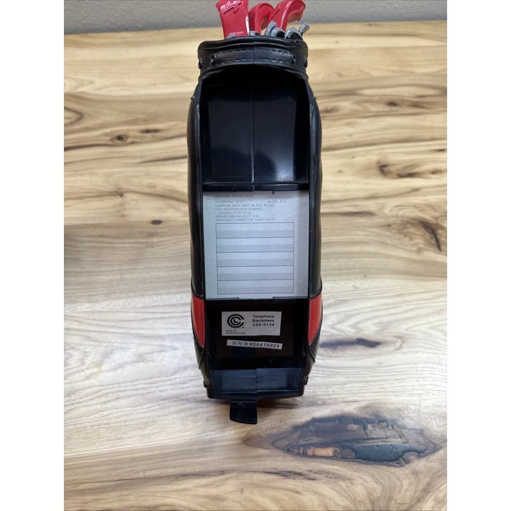 Vtg Golf Bag Telephone Landline Golf Ball Push Button Black Red Desk Collector